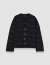 Joseph Fragmented Stripes Cardigan In Black