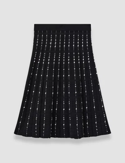 Joseph Fragmented Stripes Knee Length Skirt In Black