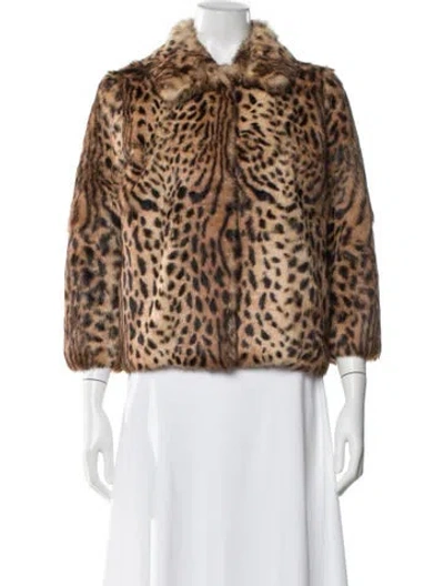 Pre-owned Joseph Fur Animal Print Fur Jacket In Brown