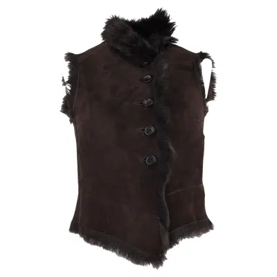 Joseph Fur Lined New Lucy Toscana Vest In Brown Lambskin