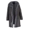 Joseph Fur-lined Open Coat In Grey Leather In Grey