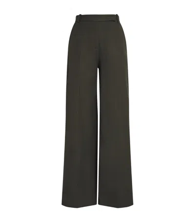 Joseph Gabardine Yukio Wide-leg Trousers In Green