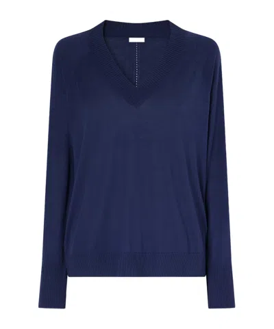 Joseph Gallow Silk Sweater In Blue