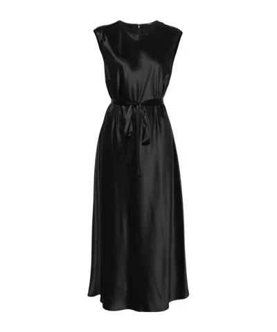 Joseph Garnier Silk Satin Midi Dress In Black