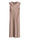 Joseph Garnier Belted Silk-satin Midi Dress