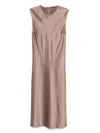 Joseph Garnier Belted Silk-satin Midi Dress In Brown
