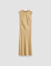 Joseph Womens Desert Sand Garnier Sleeveless Silk-satin Midi Dress In Desert Sand