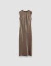 Joseph Womens Escargot Garnier Sleeveless Silk Midi Dress In Escargot