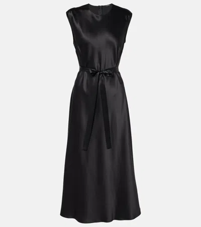 Joseph Garnier Silk Satin Midi Dress In Black