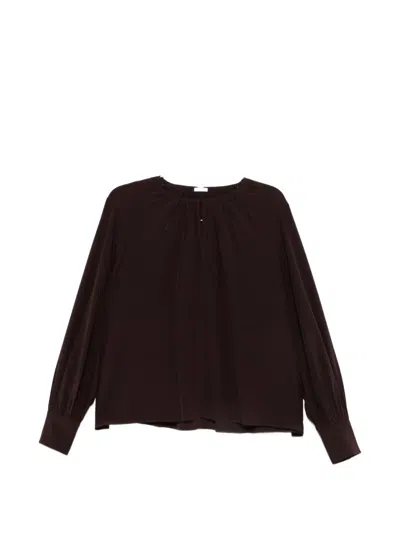 Joseph Gathered Long-sleeve Blouse In Multi