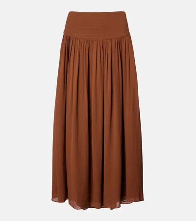 Joseph Gathered Midi Skirt In Brown