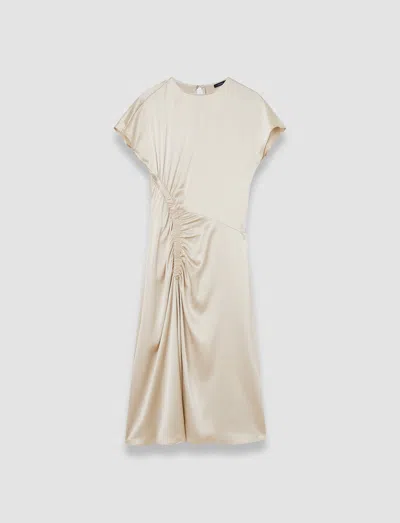 Joseph Geegee Ruched Silk Satin Dress In Quail