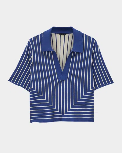 Joseph Geometric Jacquard Silk Blend Top In Blue