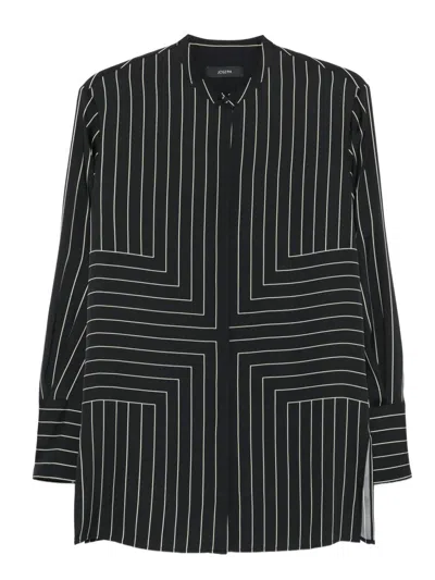 Joseph Athena Geometric Print Silk Blouse In Black