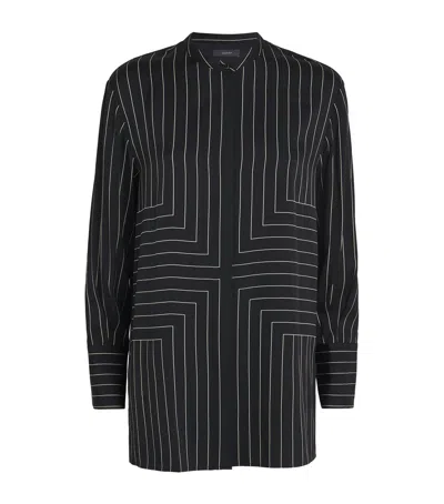 Joseph Athena Geometric Print Silk Blouse In Black