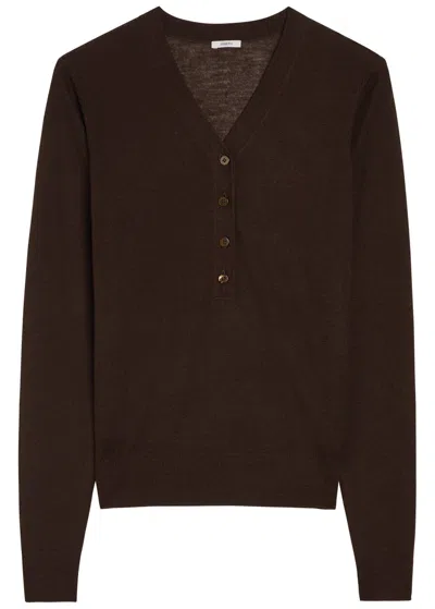 Joseph Womens Cocoa Gillies Cashair Cashmere Henley Top In Brown