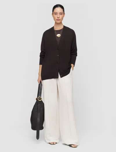 Joseph Gladi Silk Knit Cardigan In Brown