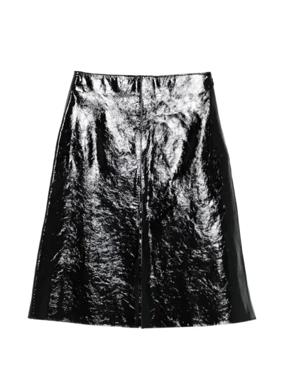 Joseph Glazed Leather Skirt In Black