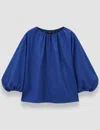 Joseph Womens Cobalt Godin Balloon-sleeve Cotton-sateen Blouse
