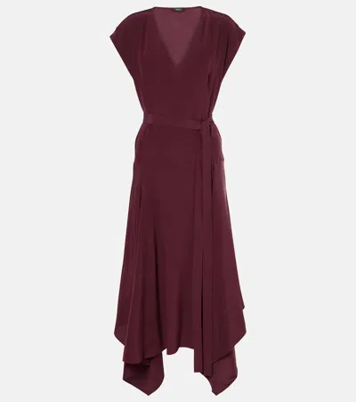 Joseph Goodman Silk Crêpe De Chine Midi Dress In Merlot