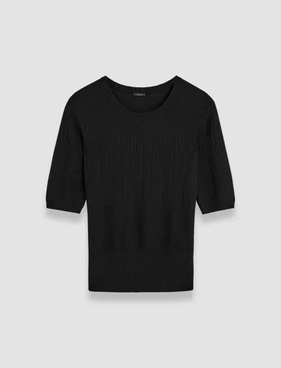 Joseph Gradient Stitch Round Neck Top In Black