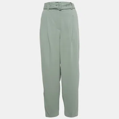 Pre-owned Joseph Green Crepe Drew Comfort Cady Belted Trousers M