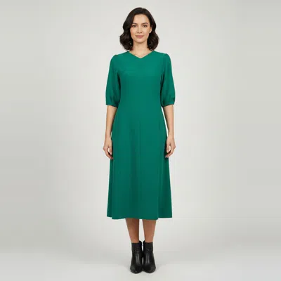 Pre-owned Joseph Green Stretch Crepe Short Sleeve Midi Dress S