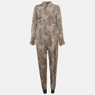 Joseph Grey Animal Print Silk Button Front Jumpsuit In Multi