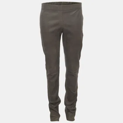 Pre-owned Joseph Grey Lambskin Skinny Pants M In Gray