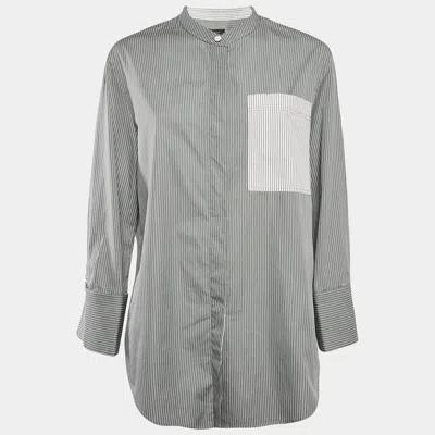 Joseph Grey Pinstripe Cotton Shirt In Metallic