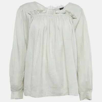 Joseph Grey Ramie Pleated Blouse In White