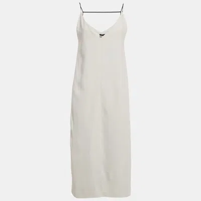 Joseph Grey Stretch Crepe Midi Dress In White