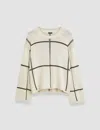 Joseph Grid Cotton Silk Crew Neck Jumper In Oat Combo