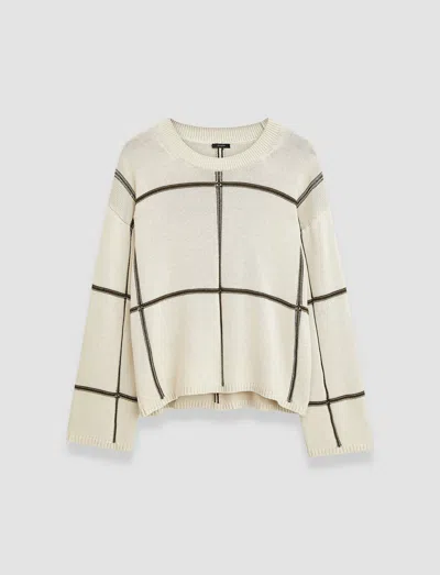 Joseph Grid Cotton Silk Crew Neck Jumper In Oat Combo