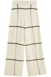 Joseph Womens Oat Combo Checked Wide-leg Cotton And Silk Trousers In Multicolor