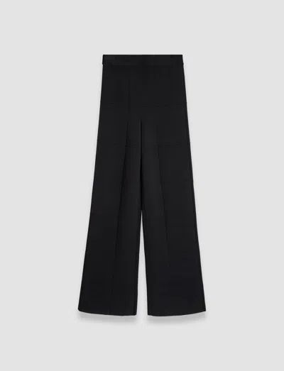 Joseph Grid Viscose Knitted Trousers In Black