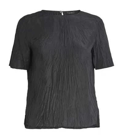Joseph Habotai Silk Brunet Pleated Top In Black
