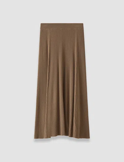 Joseph Hallie Merino Wool Rib Skirt In Brown