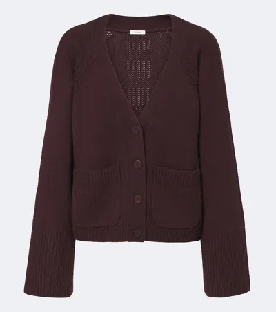 Joseph Harper Cashmere Cardigan In Mahogany