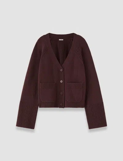 Joseph Harper Pure Cashmere Cardigan In Purple