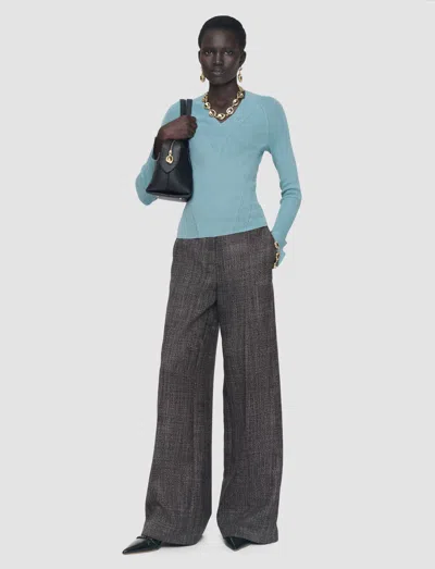 Joseph Harti Linen Blend Knit Top In Blue