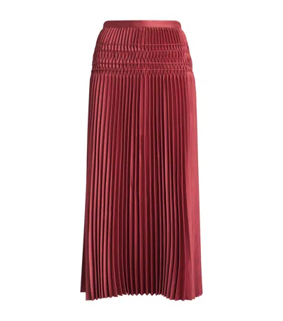 Joseph Hayes Pleated Midi Skirt In Red