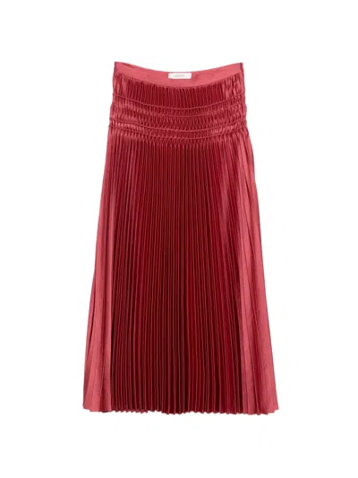 Joseph Hayes Pleated Woven Skirt In Burgundy