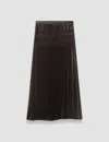 Joseph Hayes Pleated Woven Skirt In Brown