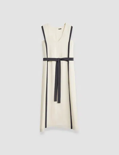Joseph Heavy Silk Crepe Animation Muguet Dress In Oat/slate