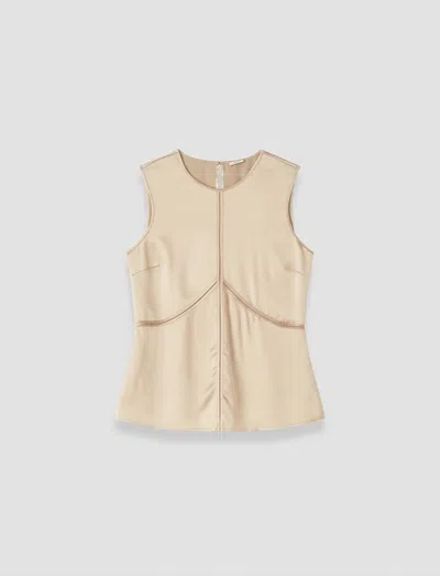 Joseph Hebe Silk Satin Top In Beige