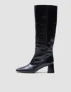 Joseph Heeled Knee High Patent Leather Boots In Black