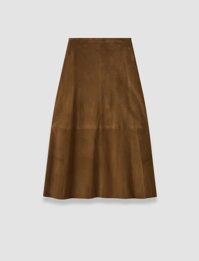 Joseph Helius Light Suede Skirt In Brown
