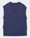 Joseph High-low Cashmere Knit Vest In Harbour