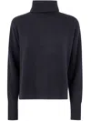 Joseph High Neck Long Sleeves Brushed Cashmere In Blue